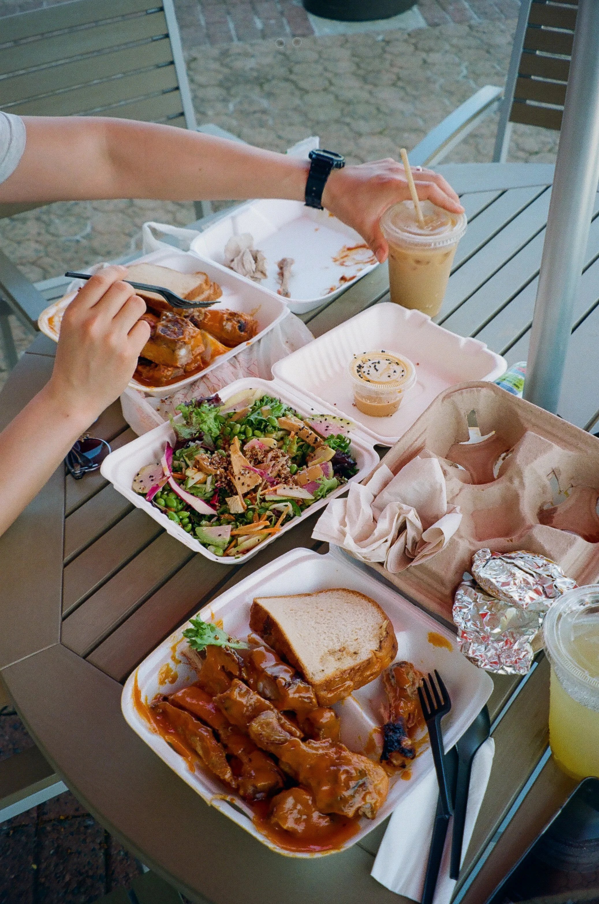  A box for you, a box for me, and a salad in between.  